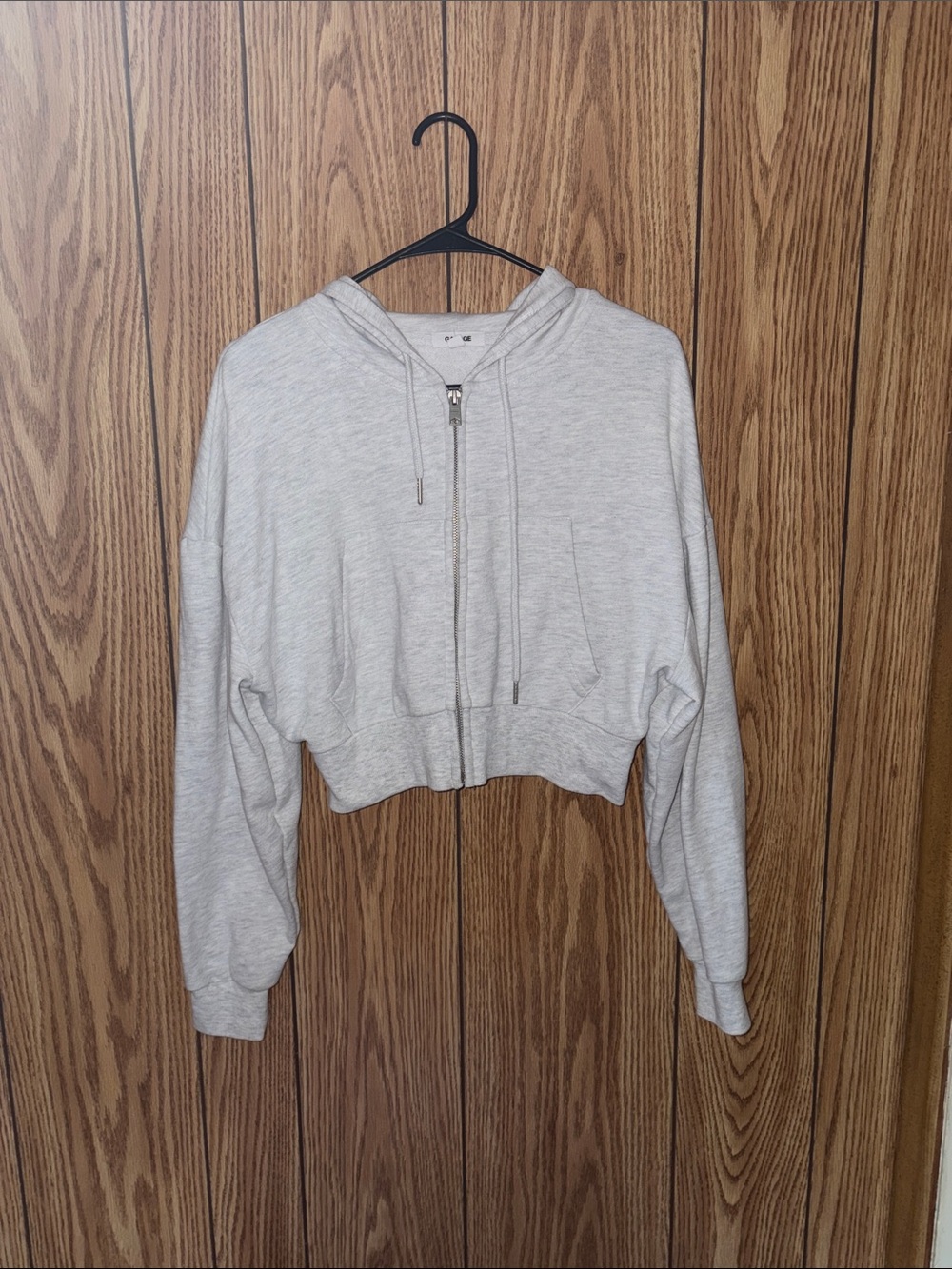 Light Gray Cropped Zip Hoodie